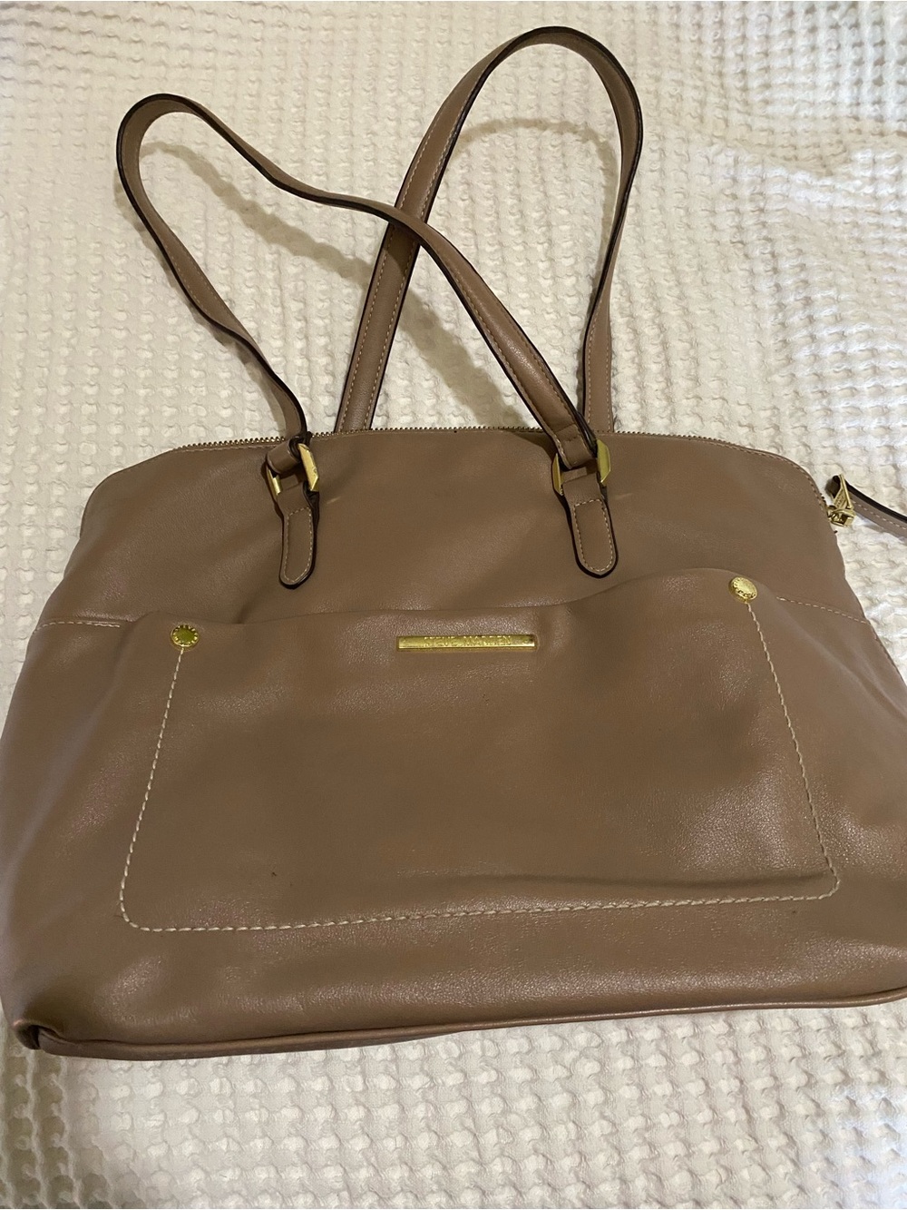 Steve Madden Taupe Shoulder Tote with Gold Hardware